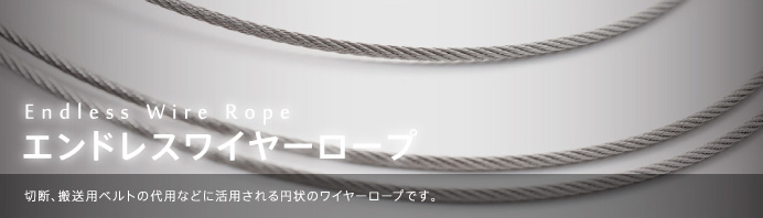 Endless Wire Rope エンドレスワイヤーロープ 切断、搬送用ベルトの代用などに活用される円状のワイヤーロープです。